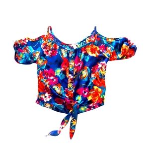 Bongo Women's Summer Floral Top Cut Out Shoulders